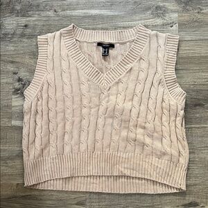 Women's Cable Knit Sweater Vest - Tan